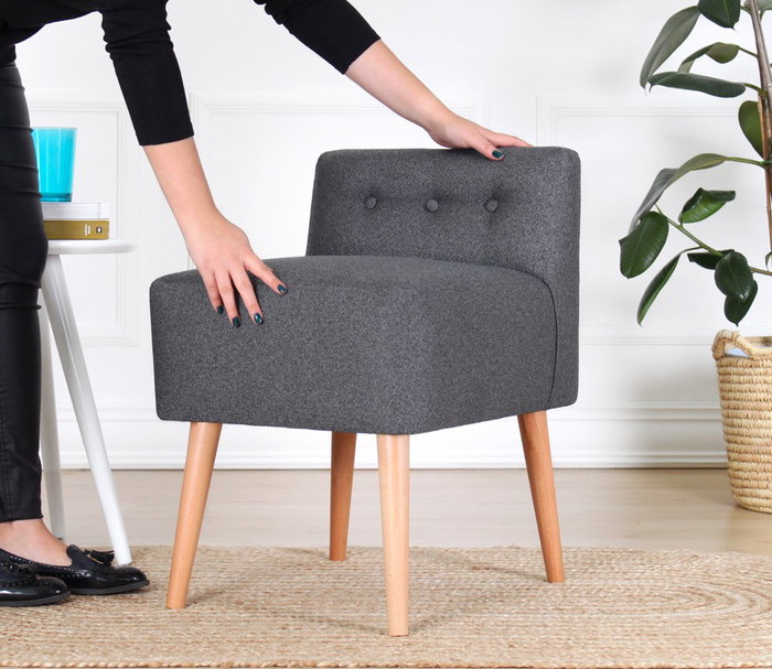 Atelier Del Sofa Puf 9104 Bohemio Gris de Algodón para Salón y Hogar con Esponja Ortopédica